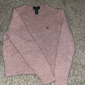 Cropped Pink Knit Ralph Lauren Sweater Crewneck